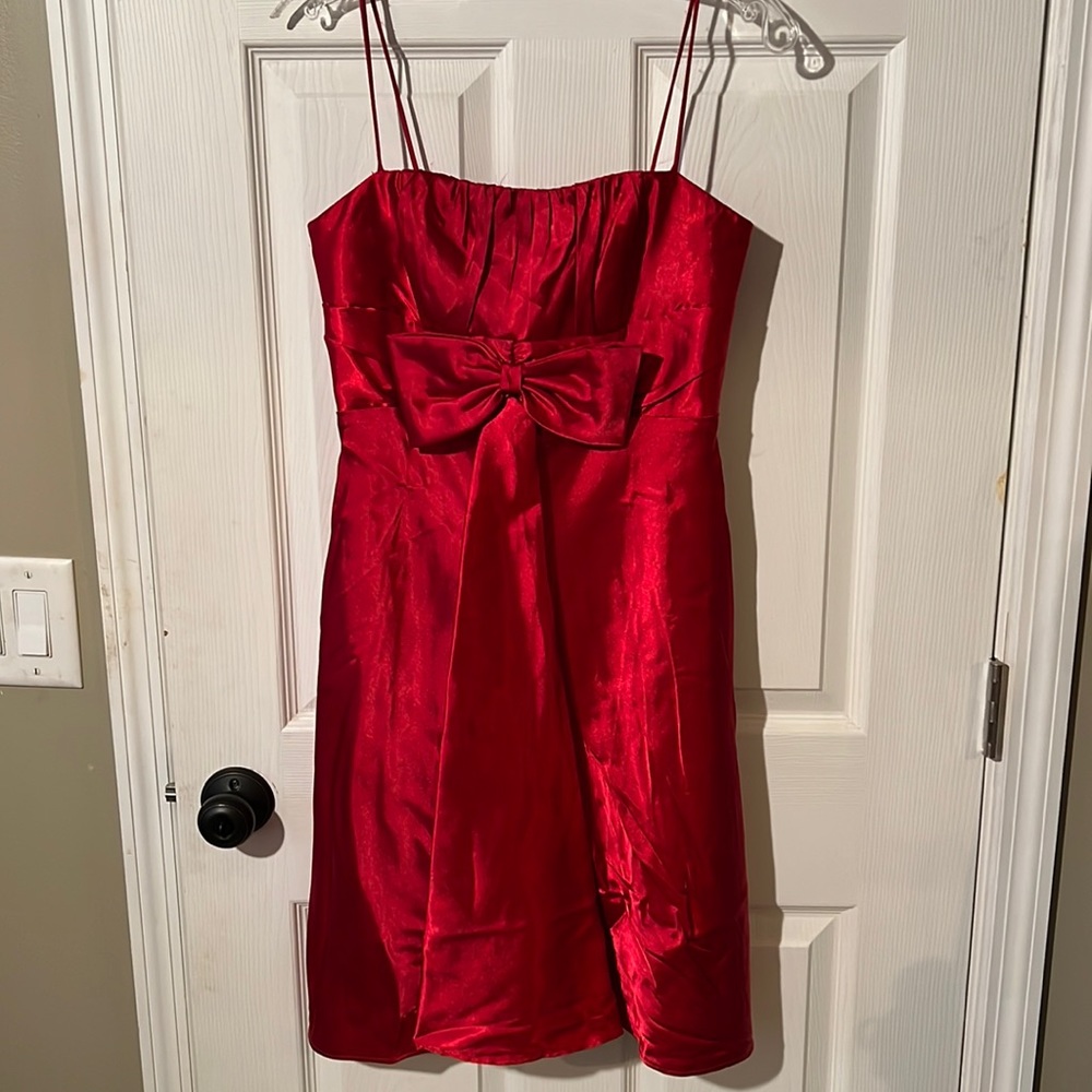 Jessica McClintock red satin cocktail dress size 8P